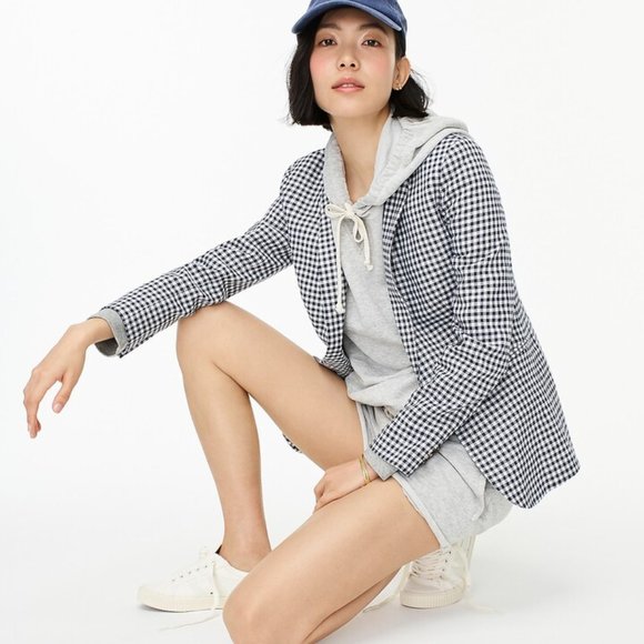 J.Crew Parke Blazer Gingham Stretch Linen